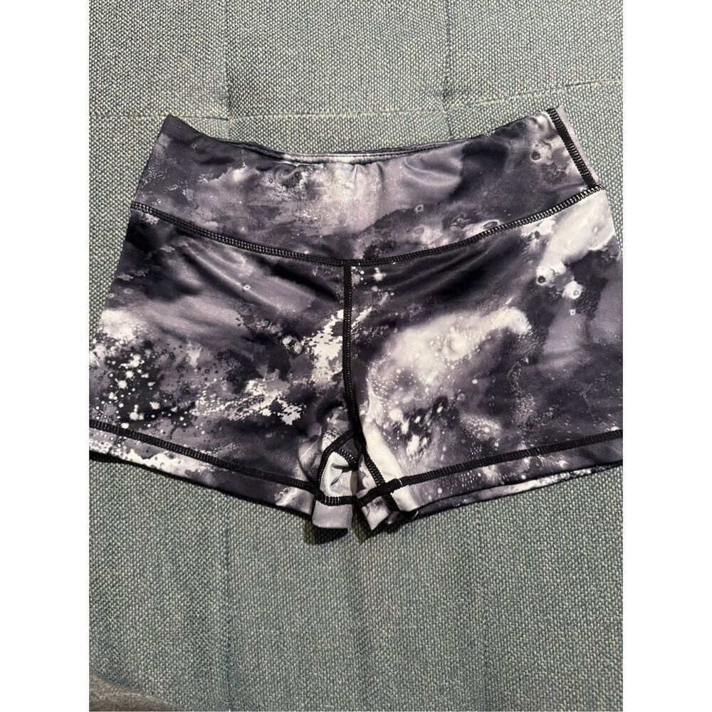 IAB MFG Athletic 2.0 Booty Shorts in Black/White Galaxy/Splatter Print Size 4/XS - Picture 3 of 6